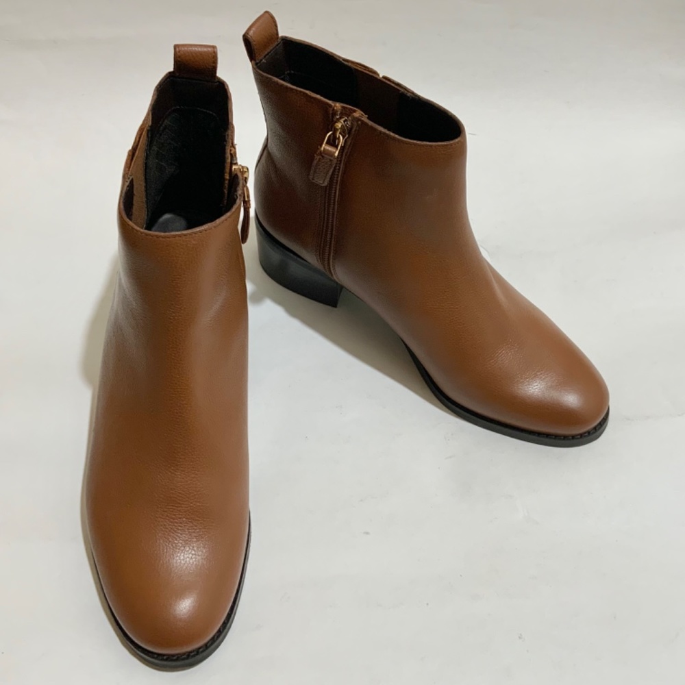 Cole Haan Addie Brown Leather Zippered Ankle Booties Casual Low Heel Boots 9 - Picture 11 of 11